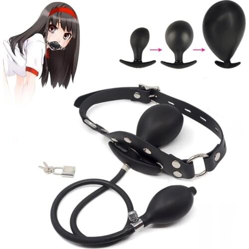 Inflatable Mouth Ball SM Inflated Mouth Plug Bdsm Bondage Adult Sex Game Mouth Gag Inflate Mouth Filling Ball Sex Toys for Women
