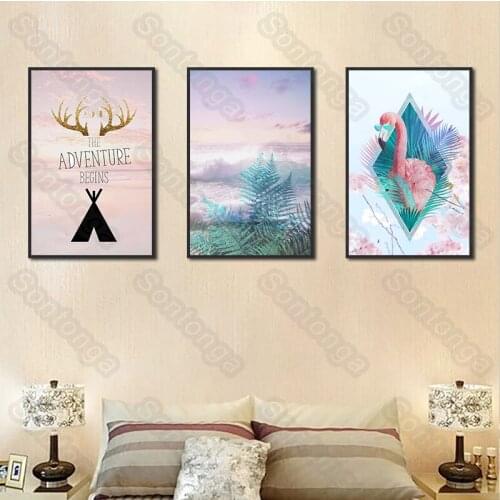 Flamingo Animal Three-Dimensional Wall Sticker Wallpaper Self-Adhesive Bedroom House Nordic Art Painting Art Poster Sofa