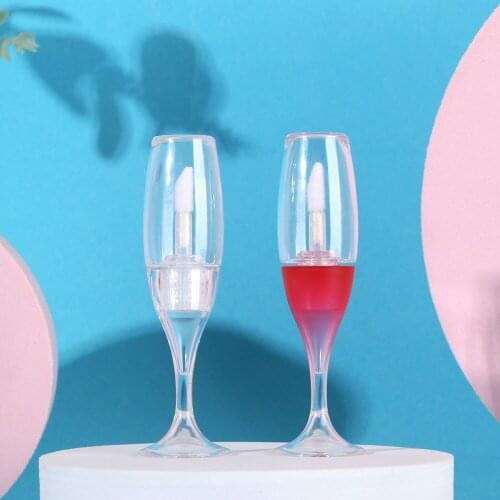 New 5 Pieces Creative Mini Wine Glass Shaped Empty Lip Gloss Tube Mini Refillable Bottles Lip Glaze Container Sample Vials