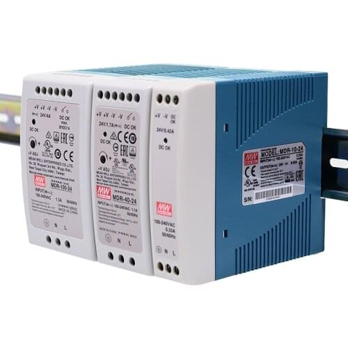 Original Mean Well MDR-10 20 40 60 100 series DC 5V 12V 15V 24V 48V meanwell Single Output Industrial DIN Rail Power Supply
