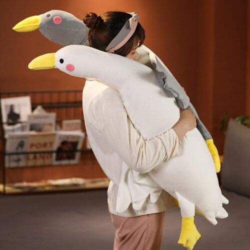 Nice 1pc 80cm-120cm Giant Fluffy Goose Plush Toys Sleep Pillow Cute Animal Stuffed Swan Dolls Floor Mat Kids Girls Birthday Gift