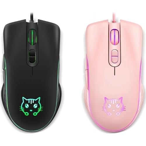 Wired Computer Mice 2400DPI for PC Office and Home Braided USB Cable RGB Backlit 6-Buttons Corded Computer Mouse