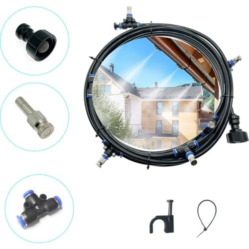 DIY Outdoor Slip Lock Nozzle Misting Cooling System Kit Irrigation Mister Line10/15/20M System Orifice 0.4mm
