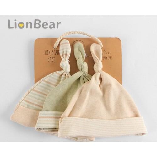3pcs/lot Baby Hats 100% Organic Cotton Newborn Hats & Caps For 0-3 Months Newborn Baby Accessories Dropshipping