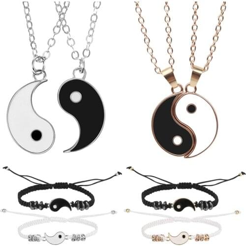 Tai Chi Paired Pendant Couple Necklaces for Lovers Best Friends Yin Yang Long Gold Chain Necklace Fashion Jewelry Lovers' Gift