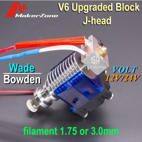 V6 J-head 24V All metal Hotend Wade or Bowden Extruder Heater Thermistor Fan Nozzle Heat sink for 1.75/ 3mm 3D Printer Part