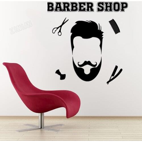 Vinyl Window Sticker Barber Shop Haircuts for Men Barber Hairdresser Art Wall Decals Beauty Salon Hair Home Decor Removable Y134