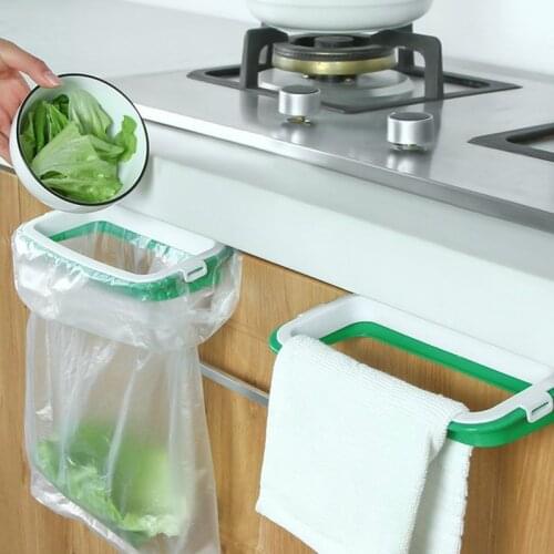 Hanging Kitchen Cabinet Door Trash Rack Garbage Bag Holder Hook Door Storage Rack Kitchen Garbage Rack Cabinet Garbage Bag Trash