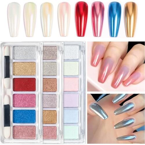 Solid Mirror Nail Glitter Powder Rose Gold Chrome Metallic Nail Art Glitter Pearl Shimmer Pigment Dust Manicures Decorations