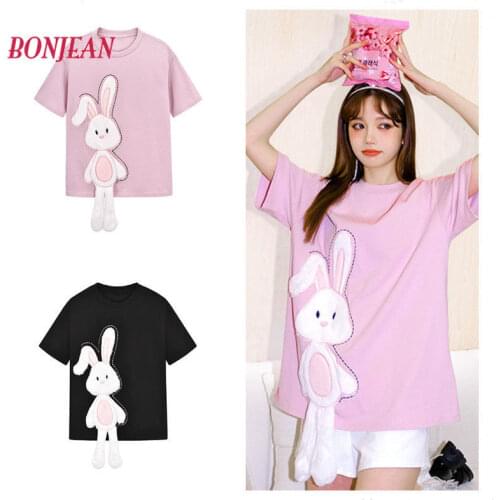 Short-sleeved T-shirt Women 2021 Summer Harajuku Loose Bunny Korean Top Women Fashion Plus Size