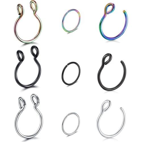 1pcs U Shaped Fake Nose Ring Hoop Septum Rings Stainless Steel Nose Piercing Fake Piercing Oreja Pircing Jewelry