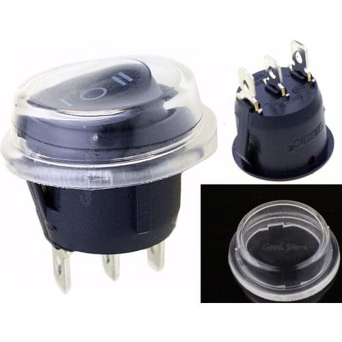 1PCS KCD1-2 22MM Black 3Pins ON-OFF-ON Latching Rocker Switch Power circular Switch 6A 250VAC 10A 125VAC And Waterproof cap