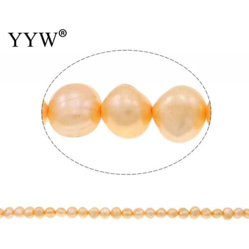8-9mm Pearl Beads 14.5inch Cultured Baroque Freshwater Pearl Bead Nuggets Orange Pearl for Make Jewelry DIY Bracelet Accessories