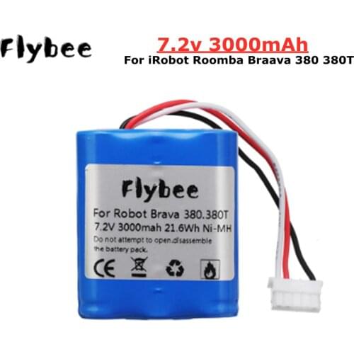 7.2V 3000mAh Ni-MH Battery For Robot Roomba Brava 380 380T Mint 5200c upgrade 2500mAh to 3000mah battery for Brava 380 380T