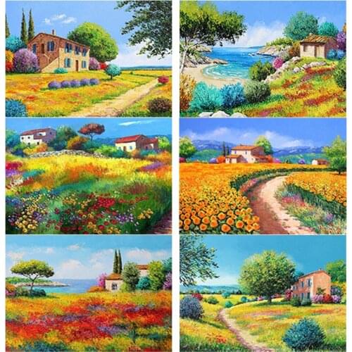 New 5D DIY Diamond Painting Full Square Round Drill Sea View Town Diamond Embroidery Scenery Cross Stitch Home Decor Manual Gift