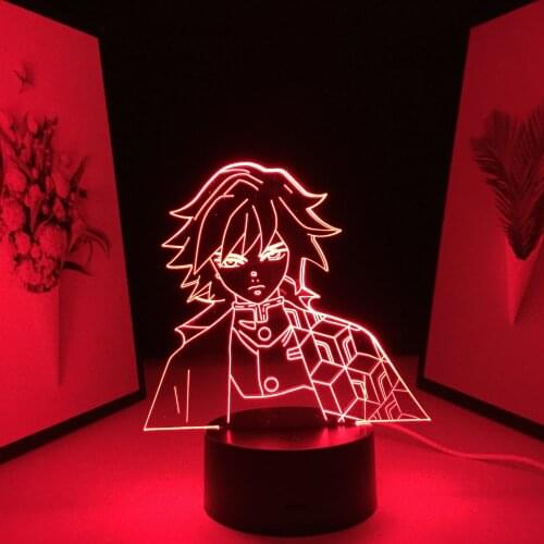 Anime Demon Slayer Giyuu Tomioka LED Lamp for Bedroom Decoration Night Light Gift Manga 3D Light Acrylic Table Lamp