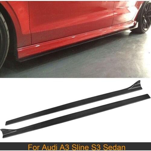 Carbon Fiber Car Side Skirts Body Kits for Audi A3 Sline S3 Sedan 4 Door 2013-2016 Not A3 Standard Side Bumper Skirts Body Kits