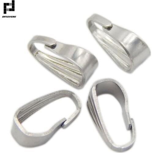 BASEHOME 50pcs Stainless Steel Pendant Clasp Pendant Hook Bails Beads for DIY Jewelry Bail Connectors Findings