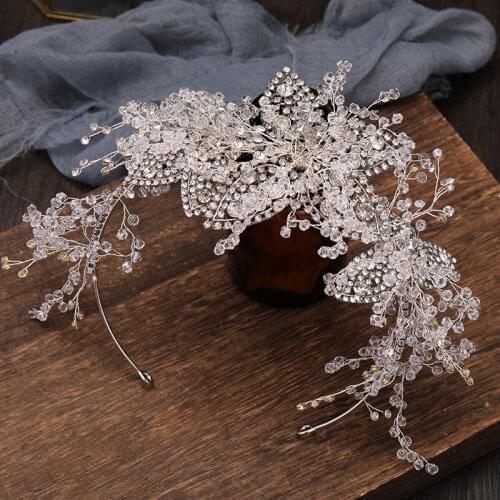 Rhinestone Flower Headband Retro Bangs Fixed Hair Loop Hair Styling Wedding Birthday Hair Accessories for Female Headwear