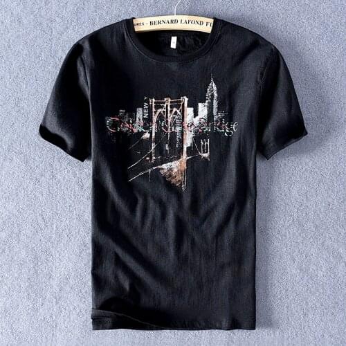 2020 Short-sleeved cotton and linen t-shirt men brand black t shirt for men fashion round neck t shirts male casual tshirt mens
