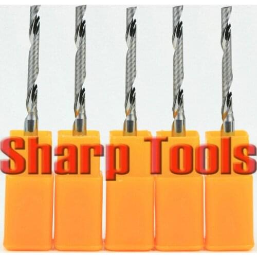 3.175*2.5mm 1 Flute End Mill Tungsten Solid Carbide Spiral Router Bits Acrylic Cutter 5pcs High Quality Micro CNC Cutting Tools