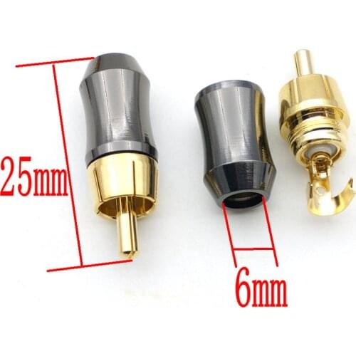 2PCS mini brass RCA Male Plug Audio Video Cable Adapter Solder connector