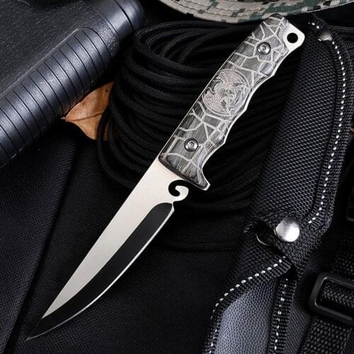 Outdoor multi-functional fixed blade knife wood handle camping tactics high hardness survival knife Small straight knife