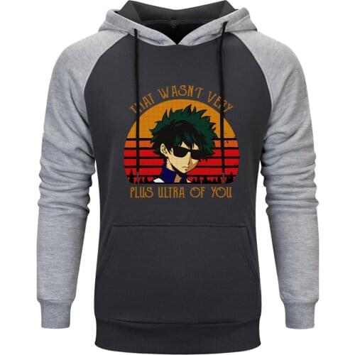 My hero Academy Raglan Hoody For Mens Fashion Streetwear Sweatshirt Hoodie Outwear Clothing Tops Winter Autumn Supoleron Hombre