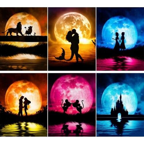 Disney Diamond Painting Princess Series Color Moonlight Silhouette Mosaic Set Exquisite Home Decoration Can Be Customized 5D DIY