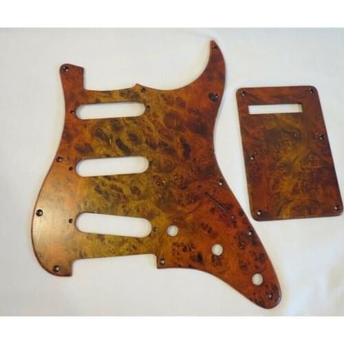 SSS Pickguard & Backplate & Screws birds eye wood for FD ST Style Guitar #4831