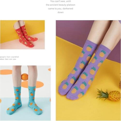 Caramella 2019 New Fruits Women Socks Funny Avocado Skateboard Long Socks Harajuku Happy Comebd Cotton Socks Colorful Novelty