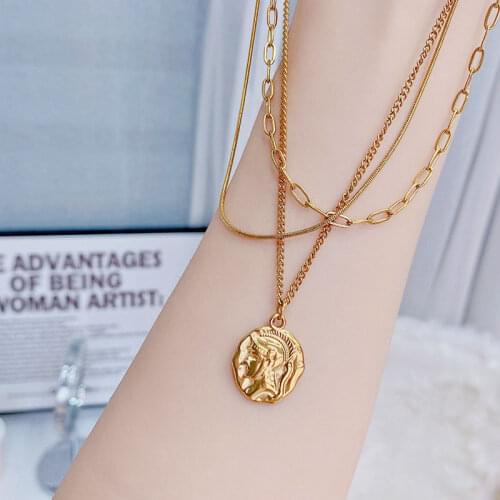 14K Real Gold Plating Necklace Shine Temperament Human Head Necklace Personalized Exquisite Luxury Necklaces Glamour Jewelry