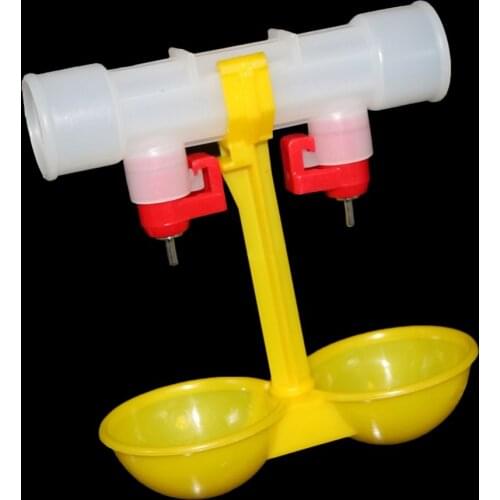 25mm Hanging Chicken drinkers with double Cup and nipple parrot pigeon Automatic Water bowl Animal feeder Waterer 15 Sets