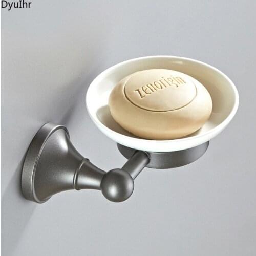 DyuIhr dark gray simple bathroom wall-mounted soap dish copper material soap holder ceramic dish holder bathroom accessories