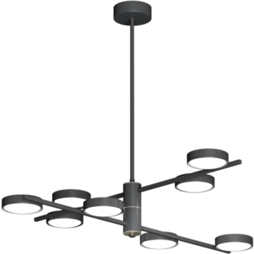 Modern 220V LED Chandelier For Living Room Hotel Hall Lustre Black Metal Bedroom Lighting Suspension Dining Lights