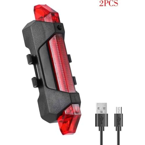 2pcs Portable Bicycle Light Waterproof Rechargeable LED Taillight USB Rear Taillight Safety Warning Bicycle Flash Tail Light