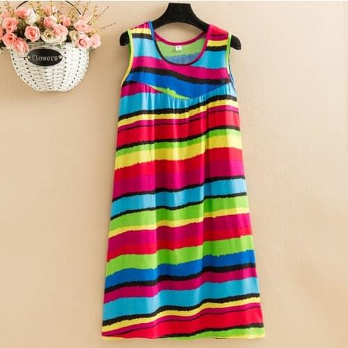 New 2021 women summer print nightdress casual o-neck casual sleeveless Vestidos Vintage