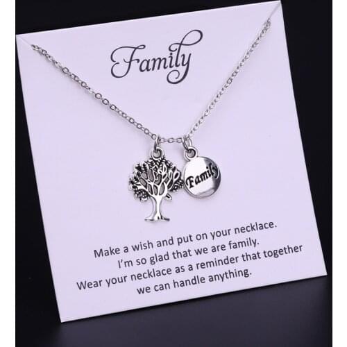 Forever Family Tree Boy Girl Wings Necklaces Best Friends Heart Women Men Jewelry Christmas Gift
