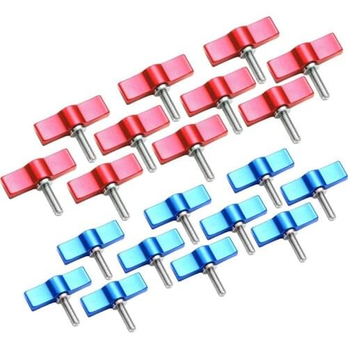 10 pcs M5 Blue and 10 pcs Red Hand Tighen Screw Aluminum Alloy Handle Adjustable Screws DSLR Camera Photography Accessories
