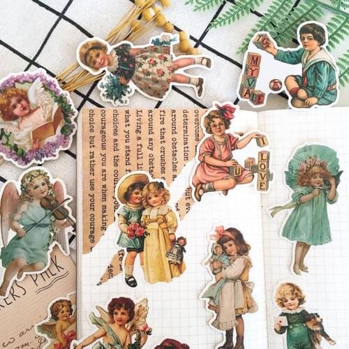 15 Pcs/pack Vintage European Angel Baby Personalized Scrapbooking Stickers Planner Junk Journal Decorative Sticker Party Favor