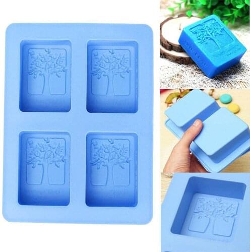 4-cavity Rectangle Tree Soap Mold Cake Mold Silicone Resin Mould Chocolate Mold