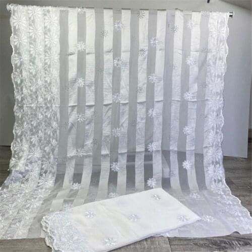 African lace fabric 2021 high quality lace real Silk fabric with embroidery ribbon silk chiffon fabric for party 5+2yards