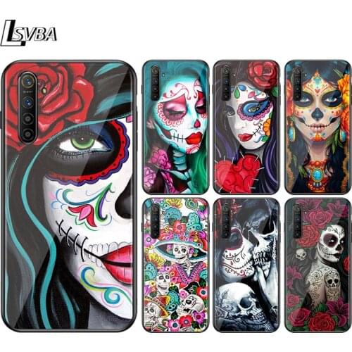 Catrinas and skull For OPPO Find X3 X2 F19 F17 RX17 F15 R15X K5 K3 K1 R9S F11 F9 F7 F5 Neo Pro Lite Black Phone Case