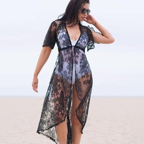 Long Lace Sexy Beach Cover Up Dress Women Beach Dress Bikini Cover Up Swimwear Women Cover-up Bikini Swim Suit Cover Up