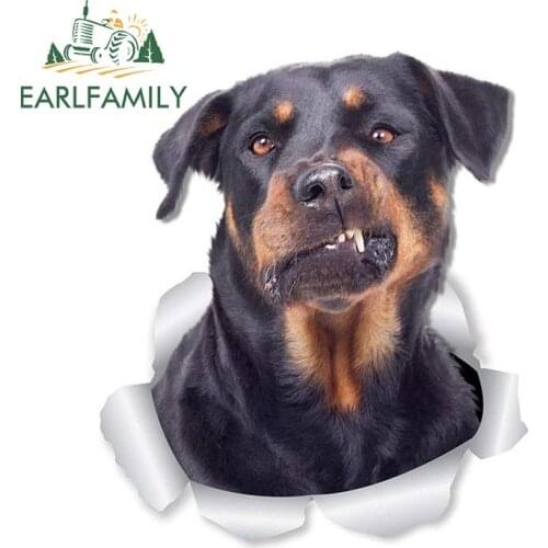 EARLFAMILY 13cm x 11.2cm Funny Rottweiler Dog Cute 3D Decal DIY Adhesive Car Stickers Window Kitchen Bathroom Toilet Seat Decals