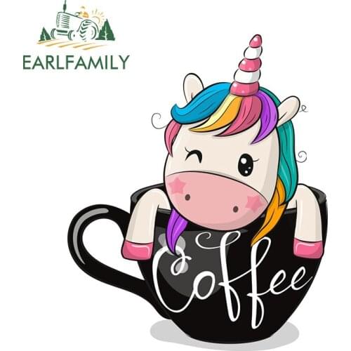 EARLFAMILY 13cm x 11cm for Unicorn Car stickers Refrigerator Cartoon Decal Scratch-Proof Waterproof Surfboard Car Door Protector