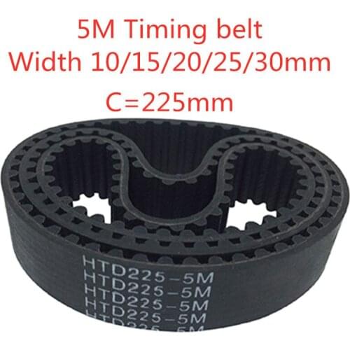 HTD 5M Timing belt C=225mm Belt width 10mm/15mm/20mm/25mm/30mm Teeth 45 HTD5M Rubber Synchronous Belt 225-5M Pitch:5mm