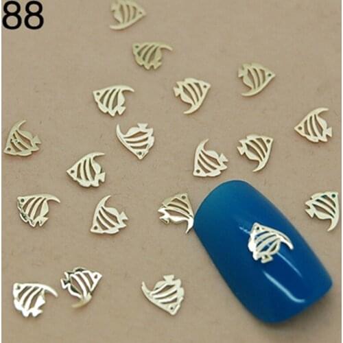 K88 Fish Golden Metal Nail Art Jewelry Nail Decoration Tiny Slice Metal Stud Accessories
