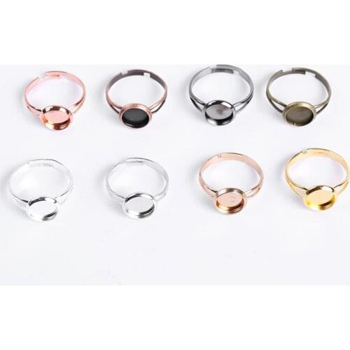 10Pcs/lot Adjustable Ring Settings Base Findings Diy Jewelry Accessories Glass Cabochons Cameo Tray For Rings Making
