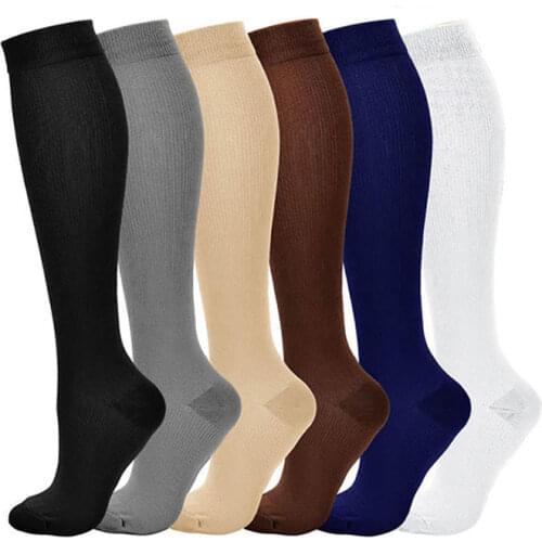 1 Pair Compress Socks Pressure Leg Men Women Running Sport Travel Compression Stockings Multi Nylon Black White New Style